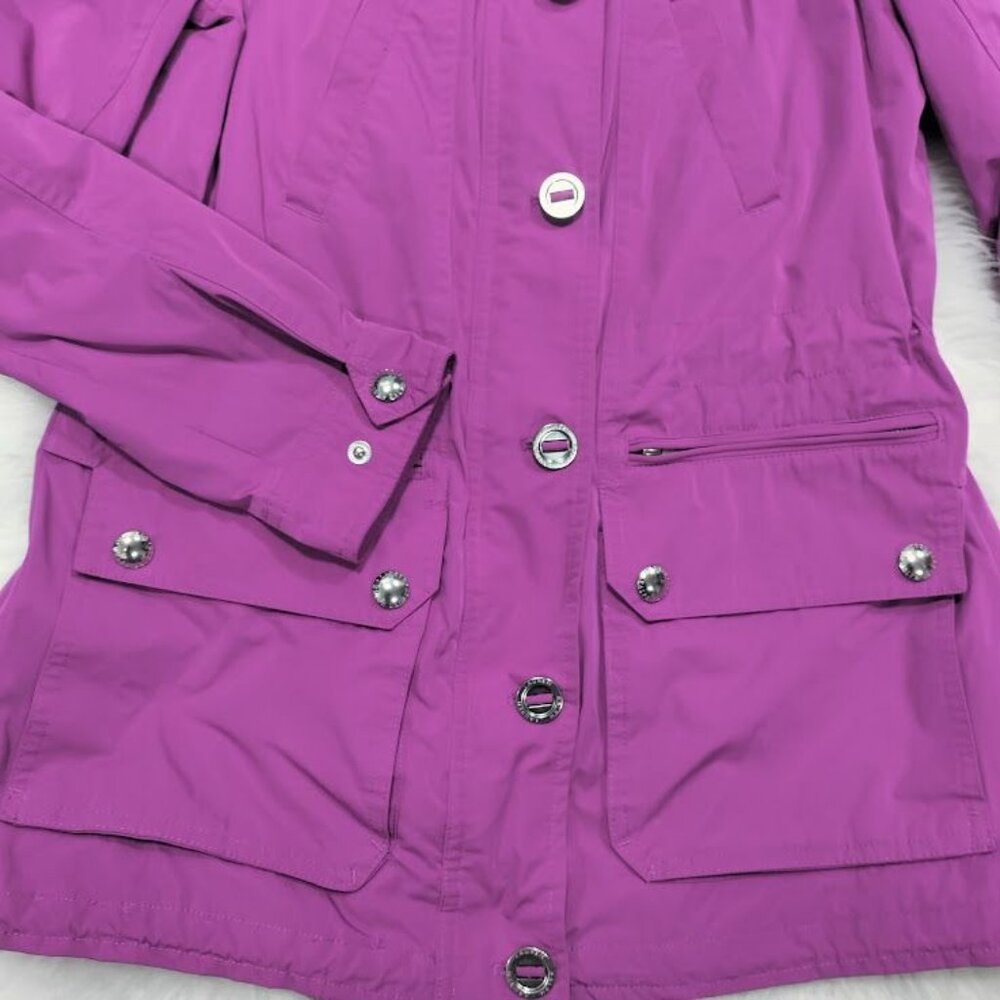 Lauren Ralph Lauren Long Sleeve Twee Utility Hooded Raincoat Jacket Purple PS - Picture 2 of 14